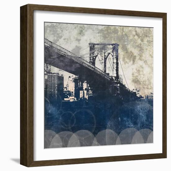 NY Bridge at Dusk I-Dan Meneely-Framed Premium Giclee Print