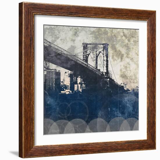 NY Bridge at Dusk I-Dan Meneely-Framed Premium Giclee Print