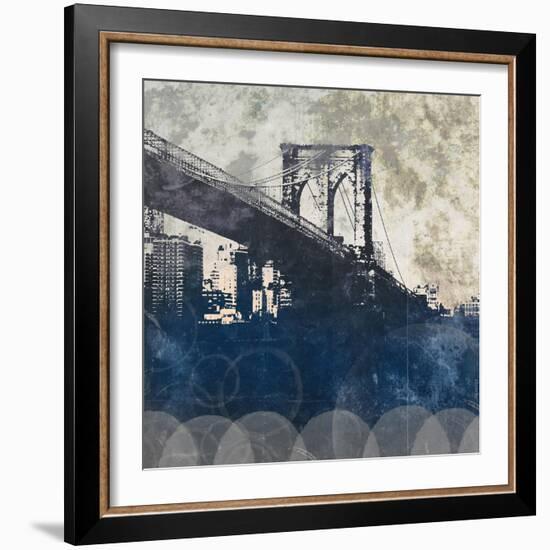 NY Bridge at Dusk I-Dan Meneely-Framed Premium Giclee Print