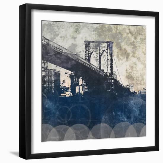 NY Bridge at Dusk I-Dan Meneely-Framed Premium Giclee Print