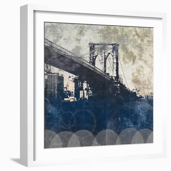 NY Bridge at Dusk I-Dan Meneely-Framed Premium Giclee Print