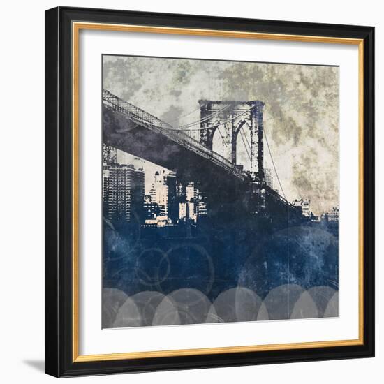 NY Bridge at Dusk I-Dan Meneely-Framed Premium Giclee Print