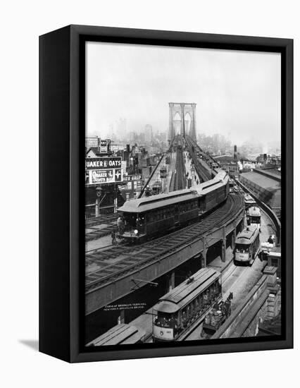 NY: Brooklyn Bridge, 1898-null-Framed Premier Image Canvas