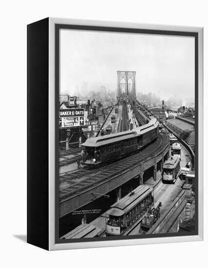 NY: Brooklyn Bridge, 1898-null-Framed Premier Image Canvas