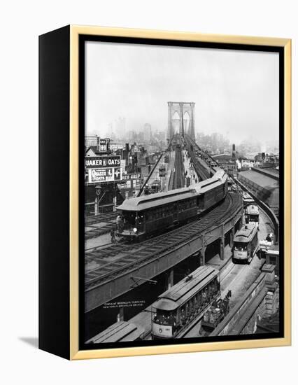 NY: Brooklyn Bridge, 1898-null-Framed Premier Image Canvas