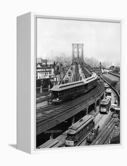 NY: Brooklyn Bridge, 1898-null-Framed Premier Image Canvas