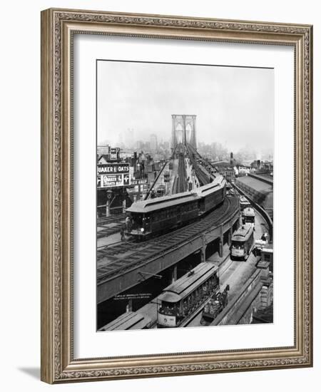 NY: Brooklyn Bridge, 1898-null-Framed Giclee Print