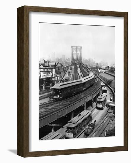 NY: Brooklyn Bridge, 1898-null-Framed Giclee Print