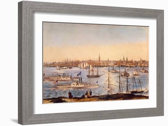 NY: Brooklyn Heights, 1849-Currier & Ives-Framed Giclee Print