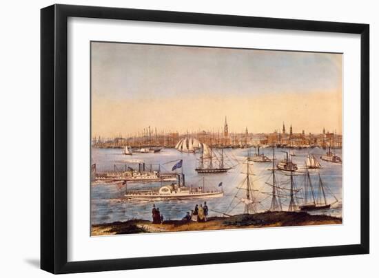 NY: Brooklyn Heights, 1849-Currier & Ives-Framed Giclee Print