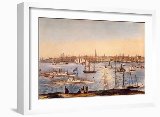 NY: Brooklyn Heights, 1849-Currier & Ives-Framed Giclee Print