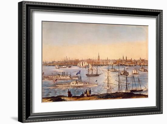 NY: Brooklyn Heights, 1849-Currier & Ives-Framed Giclee Print