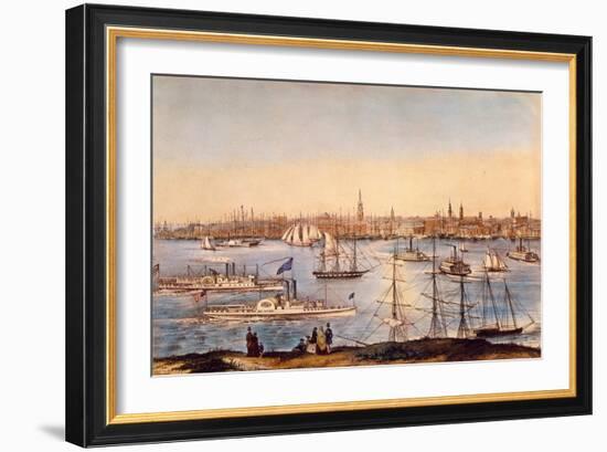 NY: Brooklyn Heights, 1849-Currier & Ives-Framed Giclee Print