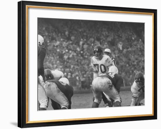 Ny Giants Player Sam Huff During Game Against the Cardinals-null-Framed Premium Photographic Print