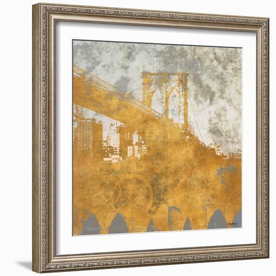 NY Gold Bridge at Dusk I-Dan Meneely-Framed Art Print