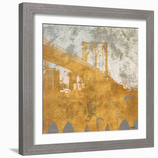 NY Gold Bridge at Dusk I-Dan Meneely-Framed Art Print