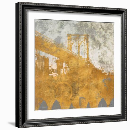 NY Gold Bridge at Dusk I-Dan Meneely-Framed Art Print