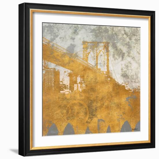 NY Gold Bridge at Dusk I-Dan Meneely-Framed Art Print