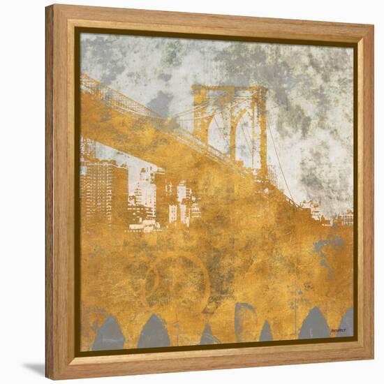 NY Gold Bridge at Dusk I-Dan Meneely-Framed Stretched Canvas