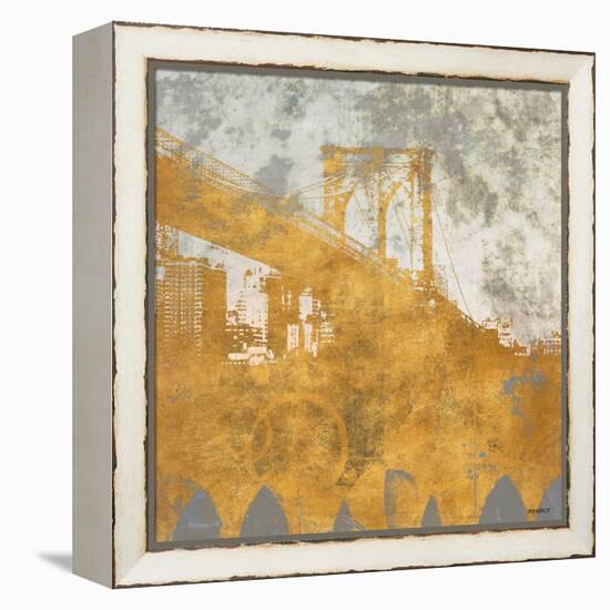 NY Gold Bridge at Dusk I-Dan Meneely-Framed Stretched Canvas