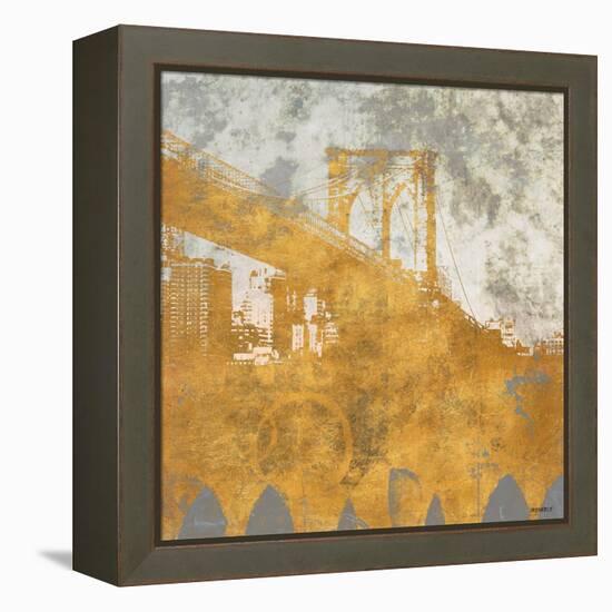 NY Gold Bridge at Dusk I-Dan Meneely-Framed Stretched Canvas