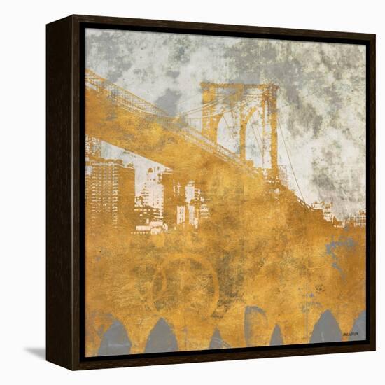 NY Gold Bridge at Dusk I-Dan Meneely-Framed Stretched Canvas