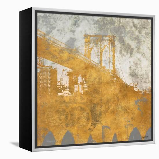 NY Gold Bridge at Dusk I-Dan Meneely-Framed Stretched Canvas