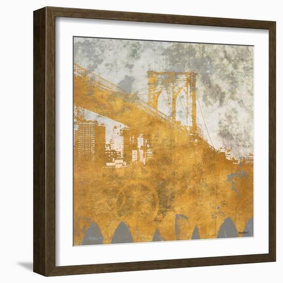 NY Gold Bridge at Dusk I-Dan Meneely-Framed Premium Giclee Print