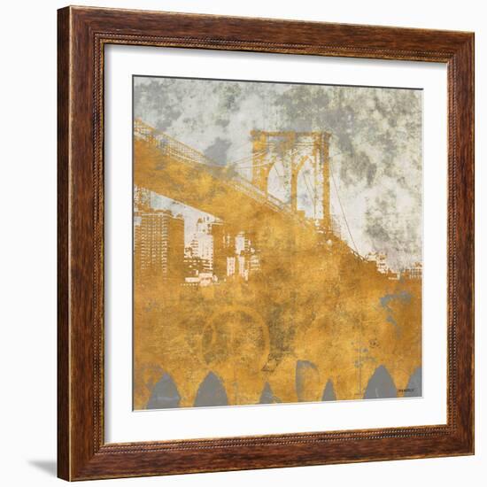 NY Gold Bridge at Dusk I-Dan Meneely-Framed Premium Giclee Print