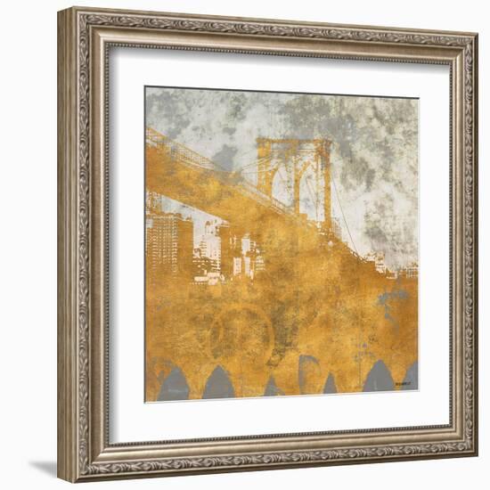 NY Gold Bridge at Dusk I-Dan Meneely-Framed Art Print