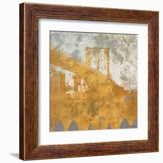 NY Gold Bridge at Dusk I-Dan Meneely-Framed Art Print