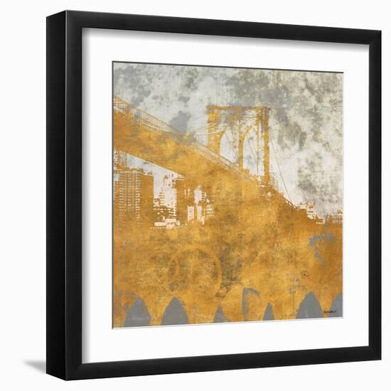 NY Gold Bridge at Dusk I-Dan Meneely-Framed Art Print