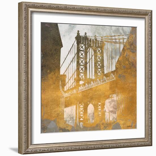 NY Gold Bridge at Dusk II-Dan Meneely-Framed Premium Giclee Print