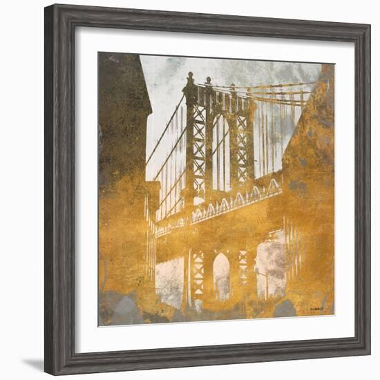 NY Gold Bridge at Dusk II-Dan Meneely-Framed Premium Giclee Print