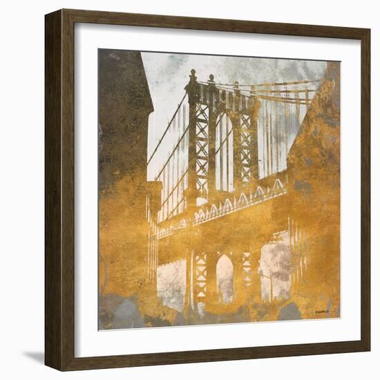 NY Gold Bridge at Dusk II-Dan Meneely-Framed Premium Giclee Print