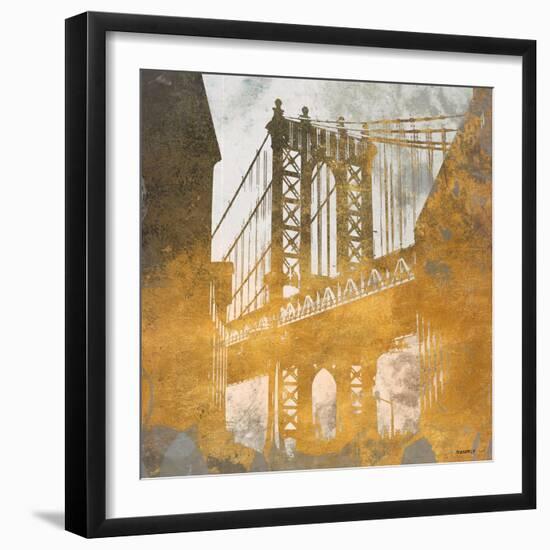 NY Gold Bridge at Dusk II-Dan Meneely-Framed Premium Giclee Print