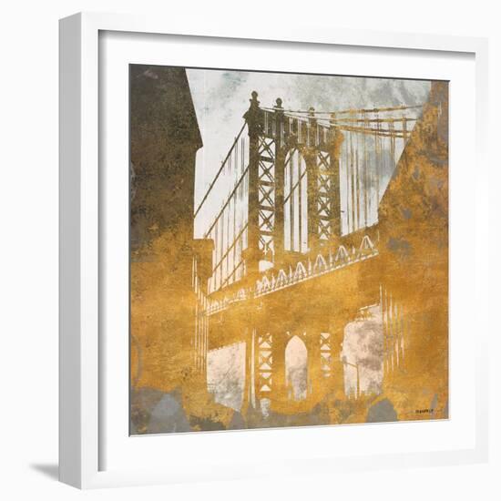 NY Gold Bridge at Dusk II-Dan Meneely-Framed Premium Giclee Print