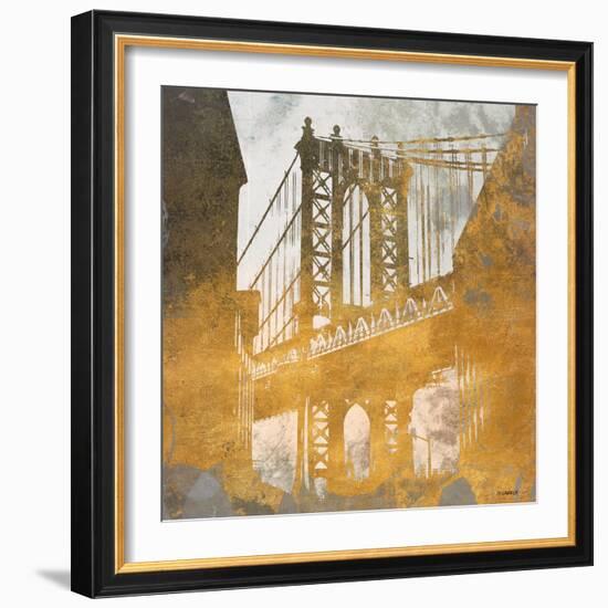 NY Gold Bridge at Dusk II-Dan Meneely-Framed Premium Giclee Print