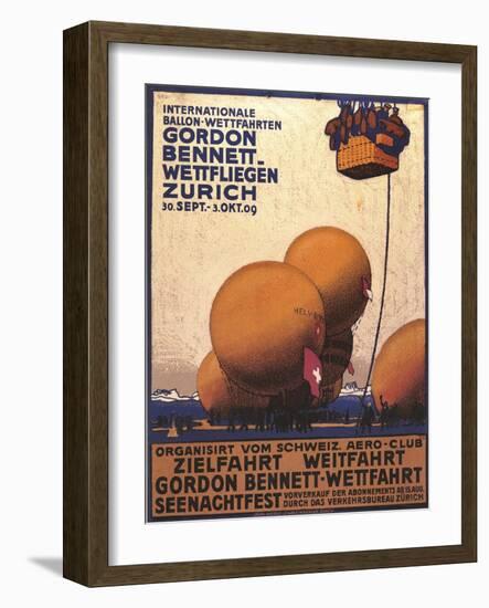 NY Herald Gordon Bennet Trophy Organizes Annual Contest, Spherical Balloons, Shown Swiss Helvetia-Emil Cardinaux-Framed Art Print