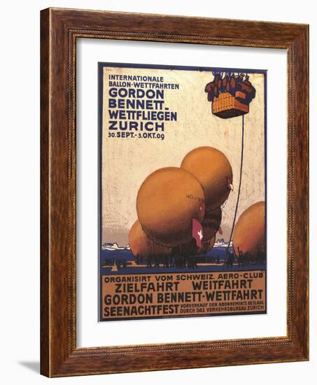 NY Herald Gordon Bennet Trophy Organizes Annual Contest, Spherical Balloons, Shown Swiss Helvetia-Emil Cardinaux-Framed Art Print