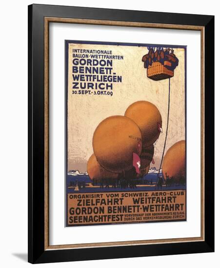 NY Herald Gordon Bennet Trophy Organizes Annual Contest, Spherical Balloons, Shown Swiss Helvetia-Emil Cardinaux-Framed Art Print