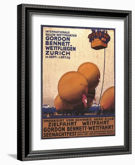 NY Herald Gordon Bennet Trophy Organizes Annual Contest, Spherical Balloons, Shown Swiss Helvetia-Emil Cardinaux-Framed Art Print