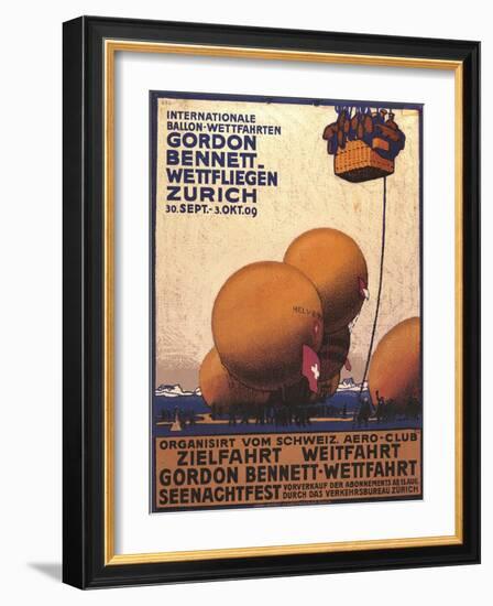 NY Herald Gordon Bennet Trophy Organizes Annual Contest, Spherical Balloons, Shown Swiss Helvetia-Emil Cardinaux-Framed Art Print