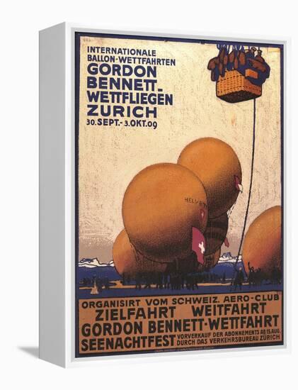 NY Herald Gordon Bennet Trophy Organizes Annual Contest, Spherical Balloons, Shown Swiss Helvetia-Emil Cardinaux-Framed Stretched Canvas