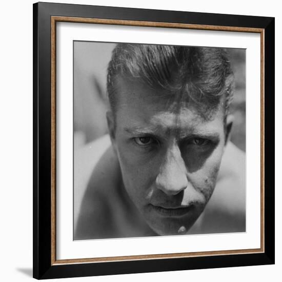 Ny Yankee Baseball Player Mickey Mantle in Backyard at Home-Ralph Morse-Framed Premium Photographic Print