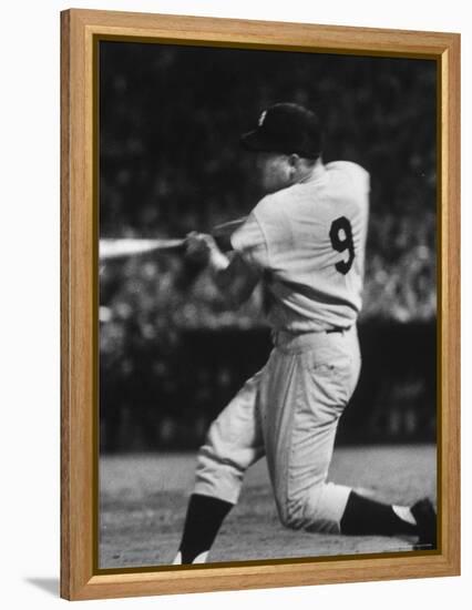 NY Yankees Right Fielder Roger Maris Hitting His 58th Home Run in Game Against Detroit Tigers-Robert W^ Kelley-Framed Premier Image Canvas