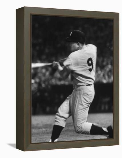 NY Yankees Right Fielder Roger Maris Hitting His 58th Home Run in Game Against Detroit Tigers-Robert W^ Kelley-Framed Premier Image Canvas