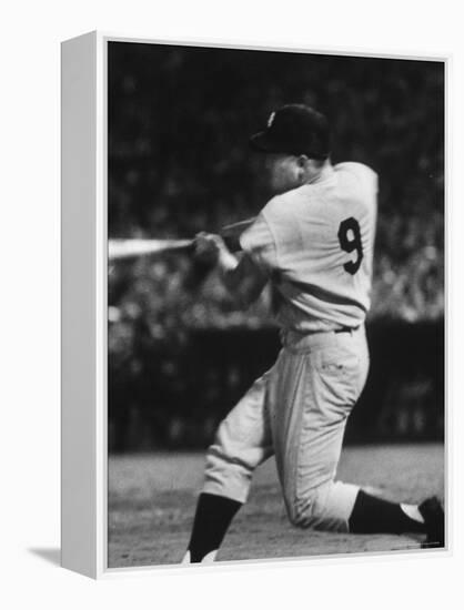 NY Yankees Right Fielder Roger Maris Hitting His 58th Home Run in Game Against Detroit Tigers-Robert W^ Kelley-Framed Premier Image Canvas