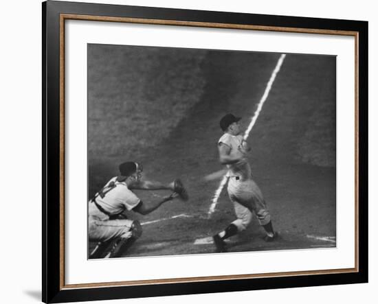 NY Yankees Right Fielder Roger Maris Hitting His 59th Home Run in Record Breaking Year-Ralph Morse-Framed Premium Photographic Print