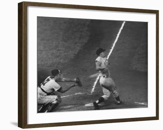 NY Yankees Right Fielder Roger Maris Hitting His 59th Home Run in Record Breaking Year-Ralph Morse-Framed Premium Photographic Print